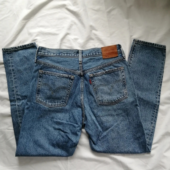 Levi's Premium 501 Skinny Jeans Nice as Pie Blue Distressed High Rise Ankle 28 - Picture 6 of 16
